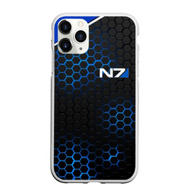 Чехол для iPhone 11 Pro матовый с принтом MASS EFFECT N7 в Санкт-Петербурге, Силикон |  | blue | n7 | neon | броня | костюм | масс эффект | н7 | неон | синий | соты | стальная броня | стальные соты | шепард