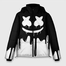 Мужская зимняя куртка 3D с принтом MARSHMELLO в Санкт-Петербурге, верх — 100% полиэстер; подкладка — 100% полиэстер; утеплитель — 100% полиэстер | длина ниже бедра, свободный силуэт Оверсайз. Есть воротник-стойка, отстегивающийся капюшон и ветрозащитная планка. 

Боковые карманы с листочкой на кнопках и внутренний карман на молнии. | Тематика изображения на принте: black  white | colors | dj | marshmello | paints | usa | америка | клубная музыка | краски | маршмелло | музыка | музыкант
