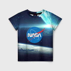 Детская футболка 3D с принтом NASA в Санкт-Петербурге, 100% гипоаллергенный полиэфир | прямой крой, круглый вырез горловины, длина до линии бедер, чуть спущенное плечо, ткань немного тянется | galaxy | nasa | nebula | space | star | абстракция | вселенная | галактика | звезда | звезды | космический | наса | планеты