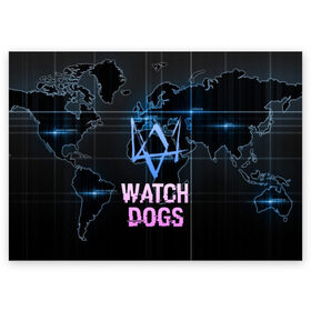 Поздравительная открытка с принтом WATCH DOGS в Санкт-Петербурге, 100% бумага | плотность бумаги 280 г/м2, матовая, на обратной стороне линовка и место для марки
 | action | ct os | ded sec | fox | game | gamer | glitch | hacker | player | watch dogs | watch dogs 2 | глитч | знак лиса | игра | компьютерная игра | маркус | хакер