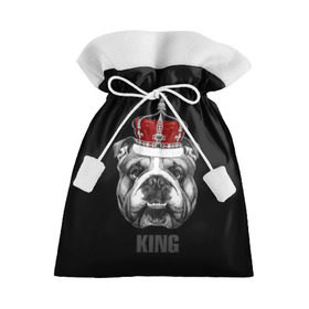 Подарочный 3D мешок с принтом Английский бульдог с короной в Санкт-Петербурге, 100% полиэстер | Размер: 29*39 см | animals | authority | breed | bulldog | cool | crown | dog | english | fighting | head | illustration | inscription | king | muzzle | supreme | swag | авторитет | английский | бойцовый | бульдог | верховный | голова | животные | иллюстрация | король | кор