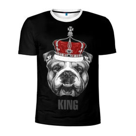 Мужская футболка 3D спортивная с принтом Английский бульдог с короной в Санкт-Петербурге, 100% полиэстер с улучшенными характеристиками | приталенный силуэт, круглая горловина, широкие плечи, сужается к линии бедра | animals | authority | breed | bulldog | cool | crown | dog | english | fighting | head | illustration | inscription | king | muzzle | supreme | swag | авторитет | английский | бойцовый | бульдог | верховный | голова | животные | иллюстрация | король | кор