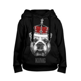 Детская толстовка 3D с принтом Английский бульдог с короной в Санкт-Петербурге, 100% полиэстер | двухслойный капюшон со шнурком для регулировки, мягкие манжеты на рукавах и по низу толстовки, спереди карман-кенгуру с мягким внутренним слоем | animals | authority | breed | bulldog | cool | crown | dog | english | fighting | head | illustration | inscription | king | muzzle | supreme | swag | авторитет | английский | бойцовый | бульдог | верховный | голова | животные | иллюстрация | король | кор