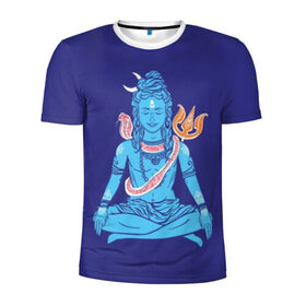 Мужская футболка 3D спортивная с принтом Шива в Санкт-Петербурге, 100% полиэстер с улучшенными характеристиками | приталенный силуэт, круглая горловина, широкие плечи, сужается к линии бедра | blue | cobra | destroyer | destruction | gods | great | hinduism | india | meditation | om | peace | power | religion | shiva | trident | yoga | боги | великий | власть | знание | индия | индуизм | йога | кайлас | кобра | медитация | ом | разрушение | раз