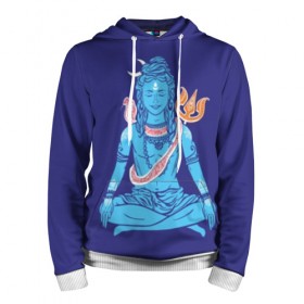 Мужская толстовка 3D с принтом Шива в Санкт-Петербурге, 100% полиэстер | двухслойный капюшон со шнурком для регулировки, мягкие манжеты на рукавах и по низу толстовки, спереди карман-кенгуру с мягким внутренним слоем. | blue | cobra | destroyer | destruction | gods | great | hinduism | india | meditation | om | peace | power | religion | shiva | trident | yoga | боги | великий | власть | знание | индия | индуизм | йога | кайлас | кобра | медитация | ом | разрушение | раз