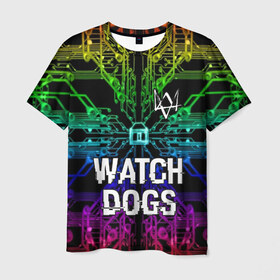Мужская футболка 3D с принтом WATCH DOGS в Санкт-Петербурге, 100% полиэфир | прямой крой, круглый вырез горловины, длина до линии бедер | action | ct os | ded sec | fox | game | gamer | glitch | hacker | player | watch dogs | watch dogs 2 | глитч | знак лиса | игра | компьютерная игра | маркус | хакер