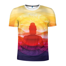 Мужская футболка 3D спортивная с принтом Будда в Санкт-Петербурге, 100% полиэстер с улучшенными характеристиками | приталенный силуэт, круглая горловина, широкие плечи, сужается к линии бедра | buddha | calm | color | enlightenment | india | meditatio | mountains | nature | purple | red | religion | symbol | yellow | yoga | будда | горы | духовность | желтый | индия | йога | красный | медитация | природа | просветление | расслабление | религия |