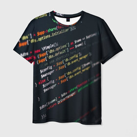 Мужская футболка 3D с принтом ПРОГРАММИСТ в Санкт-Петербурге, 100% полиэфир | прямой крой, круглый вырез горловины, длина до линии бедер | Тематика изображения на принте: anonymus | cod | hack | hacker | it | program | texture | айти | аноним | анонимус | взлом | код | кодинг | программа | программист | текстура | хак | хакер