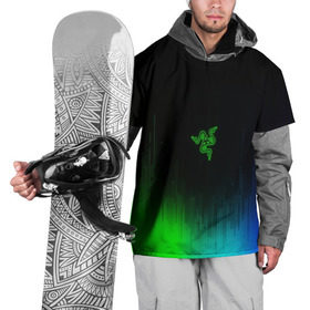 Накидка на куртку 3D с принтом RAZER NEON в Санкт-Петербурге, 100% полиэстер |  | game | razer | texture | зеленый | игровое лого | игромания | игры | рэйзер | текстуры