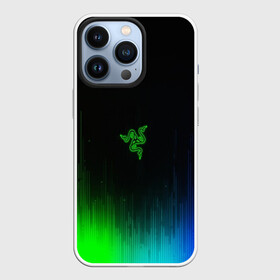 Чехол для iPhone 13 Pro с принтом RAZER NEON в Санкт-Петербурге,  |  | game | razer | texture | зеленый | игровое лого | игромания | игры | рэйзер | текстуры