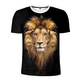 Мужская футболка 3D спортивная с принтом Лев в Санкт-Петербурге, 100% полиэстер с улучшенными характеристиками | приталенный силуэт, круглая горловина, широкие плечи, сужается к линии бедра | african | animals | authority | big | cat | cool | head | illustration | indisputable | lion | mane | muzzle | supreme | swag | авторитет | африканский | большая | верховный | голова | грива | животные | иллюстрация | кошка | крутой | лев | непрер
