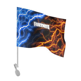 Флаг для автомобиля с принтом FORTNITE STORM в Санкт-Петербурге, 100% полиэстер | Размер: 30*21 см | 2019 | armor | armour | cybersport | esport | fortnite | game | llama | logo | thunder | броня | игра | киберспорт | лама | молнии | фиолетовый | фирменные цвета | фортнайт