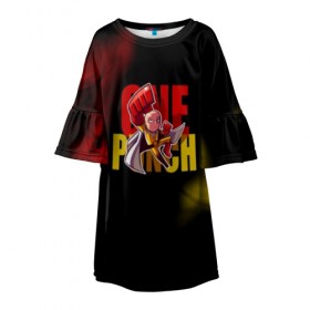 Детское платье 3D с принтом One-Punch Man в Санкт-Петербурге, 100% полиэстер | прямой силуэт, чуть расширенный к низу. Круглая горловина, на рукавах — воланы | one | one punch man | бесправный ездок | бласт | бэнг | ванпанчмен | генос | демон киборг | лысый плащ | ниндзя | сайтама | сверхзвуковой соник | серебряный клык | тацумаки | человек один удар