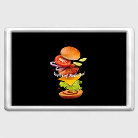 Магнит 45*70 с принтом Гамбургер в Санкт-Петербурге, Пластик | Размер: 78*52 мм; Размер печати: 70*45 | Тематика изображения на принте: bun | cheese | cucumber | explosion | hamburger | ingredients | inscription | ketchup | meat | onion | salad | sesame | share | tomato | tomatoes | булочка | взрыв | гамбургер | доля | ингредиенты | кетчуп | кунжут | лук | мясо | надпись | огурец | помидо