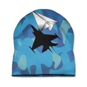 Шапка 3D с принтом ВВС в Санкт-Петербурге, 100% полиэстер | универсальный размер, печать по всей поверхности изделия | aircraft | camouflage | flight | paper | shadow | ввс | камуфляж | полет | самолет | тень