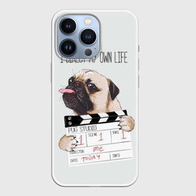 Чехол для iPhone 13 Pro с принтом I direct my own life в Санкт-Петербурге,  |  | Тематика изображения на принте: animal | board | direct | dog | his | i | life | pug | slate | the inscription | грифельная | доска | животное | жизнь | мопс | надпись | направляю | свою | собака | я