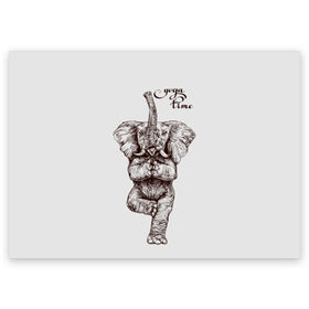 Поздравительная открытка с принтом Yoga time в Санкт-Петербурге, 100% бумага | плотность бумаги 280 г/м2, матовая, на обратной стороне линовка и место для марки
 | animal | culture | elephant | graphics | india | indian | meditation | posture | stand | yoga | графика | животное | индийский | индия | йога | культура | медитация | слон | стойка