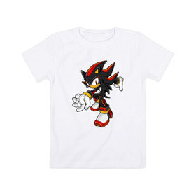 Детская футболка хлопок с принтом Shadow Sonic (2) в Санкт-Петербурге, 100% хлопок | круглый вырез горловины, полуприлегающий силуэт, длина до линии бедер | sega | shadow | sonic | sonic x | x | ежик | игра | наклз | сега | скорость | соник | тейлз | тэйлз | шедоу