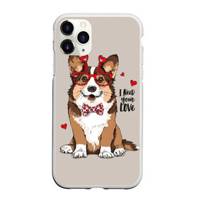 Чехол для iPhone 11 Pro Max матовый с принтом I need your love в Санкт-Петербурге, Силикон |  | animal | bow tie | breed | corgi | cute | dog | funny | hearts | holiday | pembroke | polka dot | red | saint | valentine | валентина | вельш корги | галстук бабочка | горошек | день | животное | красный | любовь | милая | очки | пемброк | пород