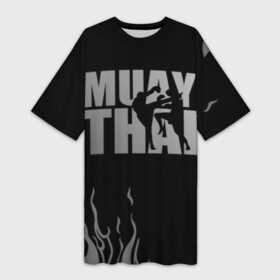 Платье-футболка 3D с принтом Muay Thai в Санкт-Петербурге,  |  | fight | muay thai | thai boxing | ufc | бокс | ката | кикбоксин | лаос | лоу кик | муай | мьянма | поединок | таиланд | тай | тайский | таолу