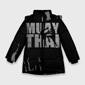 Зимняя куртка для девочек 3D с принтом Muay Thai в Санкт-Петербурге, ткань верха — 100% полиэстер; подклад — 100% полиэстер, утеплитель — 100% полиэстер. | длина ниже бедра, удлиненная спинка, воротник стойка и отстегивающийся капюшон. Есть боковые карманы с листочкой на кнопках, утяжки по низу изделия и внутренний карман на молнии. 

Предусмотрены светоотражающий принт на спинке, радужный светоотражающий элемент на пуллере молнии и на резинке для утяжки. | fight | muay thai | thai boxing | ufc | бокс | ката | кикбоксин | лаос | лоу кик | муай | мьянма | поединок | таиланд | тай | тайский | таолу
