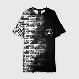 Детское платье 3D с принтом Mercedes в Санкт-Петербурге, 100% полиэстер | прямой силуэт, чуть расширенный к низу. Круглая горловина, на рукавах — воланы | Тематика изображения на принте: amg | mercedes | авто | автомобиль | иномарка | логотип | машина | мерседес | текстура