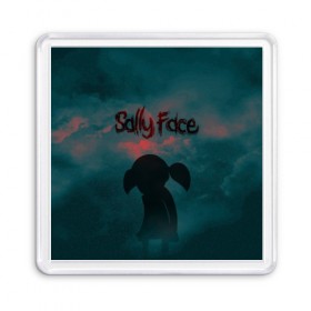 Магнит 55*55 с принтом Sally Face (Силуэт). в Санкт-Петербурге, Пластик | Размер: 65*65 мм; Размер печати: 55*55 мм | face | game | horror | larry | sally | sally face | sanity s fall | игра | ларри | мальчик с протезом | салли | салли фейс | ужасы