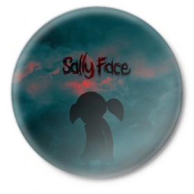 Значок с принтом Sally Face (Силуэт). в Санкт-Петербурге,  металл | круглая форма, металлическая застежка в виде булавки | Тематика изображения на принте: face | game | horror | larry | sally | sally face | sanity s fall | игра | ларри | мальчик с протезом | салли | салли фейс | ужасы