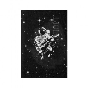 Обложка для паспорта матовая кожа с принтом Cosmorock в Санкт-Петербурге, натуральная матовая кожа | размер 19,3 х 13,7 см; прозрачные пластиковые крепления | Тематика изображения на принте: cosmonaut | cosmos | guitar | music | rock | space | spacesuit | star | гитара | звезда | космонавт | космос | музыка | скафандр