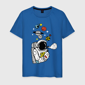 Мужская футболка хлопок с принтом Cosmos в Санкт-Петербурге, 100% хлопок | прямой крой, круглый вырез горловины, длина до линии бедер, слегка спущенное плечо. | bubble | cosmonaut | cosmos | planets | saturn | space | spacesuit | stars | звезды | космонавт | космос | мыльный пузырь | планеты | сатурн | скафандр