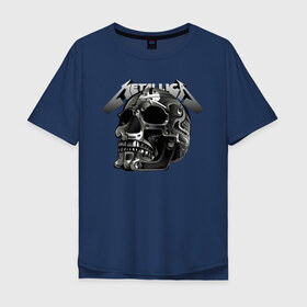 Мужская футболка хлопок Oversize с принтом Metallica в Санкт-Петербурге, 100% хлопок | свободный крой, круглый ворот, “спинка” длиннее передней части | Тематика изображения на принте: metal | metallica | music | skull | thrash metal | underground | музыка | трэш металл | череп