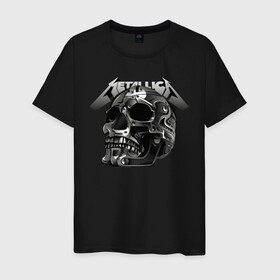 Мужская футболка хлопок с принтом Metallica в Санкт-Петербурге, 100% хлопок | прямой крой, круглый вырез горловины, длина до линии бедер, слегка спущенное плечо. | metal | metallica | music | skull | thrash metal | underground | музыка | трэш металл | череп