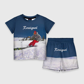Детский костюм с шортами 3D с принтом Rossignol в Санкт-Петербурге,  |  | Тематика изображения на принте: france | movement | rossignol | snow | speed | вершина | горные лыжи | горы | движение | скорость | снег | франция