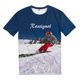Мужская футболка 3D с принтом Rossignol в Санкт-Петербурге, 100% полиэфир | прямой крой, круглый вырез горловины, длина до линии бедер | france | movement | rossignol | snow | speed | вершина | горные лыжи | горы | движение | скорость | снег | франция
