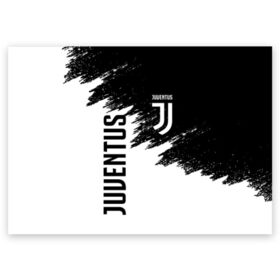 Поздравительная открытка с принтом JUVENTUS SPORT в Санкт-Петербурге, 100% бумага | плотность бумаги 280 г/м2, матовая, на обратной стороне линовка и место для марки
 | black and white | cr7 | fc | football | football club | juve | juventus | ronaldo | sport | роналдо | спорт | спортивные | униформа | фирменные цвета | фк | футбол | футбольный клуб | черно белый | ювентус