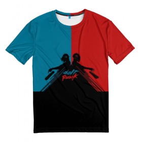 Мужская футболка 3D с принтом Daft Punk в Санкт-Петербурге, 100% полиэфир | прямой крой, круглый вырез горловины, длина до линии бедер | Тематика изображения на принте: blue | club | daft punk | music | red | style | trans | бас | басс | дафт панк | клуб | клубная | красный | мода | молодость | музыка | надпись | рейв | стиль | транс | электромузыка