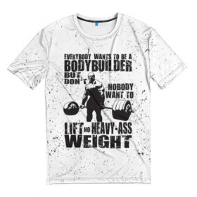Мужская футболка 3D с принтом Bodybuilding в Санкт-Петербурге, 100% полиэфир | прямой крой, круглый вырез горловины, длина до линии бедер | 