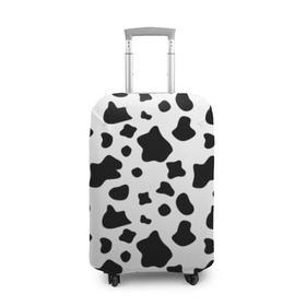 Чехол для чемодана 3D с принтом Корова в Санкт-Петербурге, 86% полиэфир, 14% спандекс | двустороннее нанесение принта, прорези для ручек и колес | animal | black white | cow | pattern | животное | кавай | корова | паттерн | пятна | черно белое
