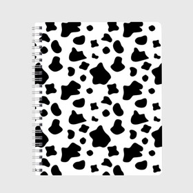 Тетрадь с принтом Корова в Санкт-Петербурге, 100% бумага | 48 листов, плотность листов — 60 г/м2, плотность картонной обложки — 250 г/м2. Листы скреплены сбоку удобной пружинной спиралью. Уголки страниц и обложки скругленные. Цвет линий — светло-серый
 | animal | black white | cow | pattern | животное | кавай | корова | паттерн | пятна | черно белое
