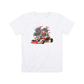 Детская футболка хлопок с принтом Картинг в Санкт-Петербурге, 100% хлопок | круглый вырез горловины, полуприлегающий силуэт, длина до линии бедер | cart | f1 | formula 1 | автомобиль | гонка | гонки | гоночные | гоночный | картинг | машина | суперкарт | формула 1