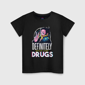 Детская футболка хлопок с принтом Наркотикам - Нет! в Санкт-Петербурге, 100% хлопок | круглый вырез горловины, полуприлегающий силуэт, длина до линии бедер | drug | drugs | glitch | глитч | надписи | надпись