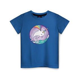 Детская футболка хлопок с принтом Нарвал в Санкт-Петербурге, 100% хлопок | круглый вырез горловины, полуприлегающий силуэт, длина до линии бедер | narwhal | единорог | летние | лето | море | нарвал | радуга | рыба | рыбы
