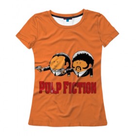 Женская футболка 3D с принтом Pulp Fiction - Art 2 в Санкт-Петербурге, 100% полиэфир ( синтетическое хлопкоподобное полотно) | прямой крой, круглый вырез горловины, длина до линии бедер | Тематика изображения на принте: art | film | movie | pulp fiction | tarantino | кино | криминальное чтиво | приколы | тарантино | фильмы