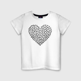 Детская футболка хлопок с принтом Собаковое сердце. в Санкт-Петербурге, 100% хлопок | круглый вырез горловины, полуприлегающий силуэт, длина до линии бедер | Тематика изображения на принте: животные | любовь | милые | прикольная | прикольный | сердечки | сердце | собаки | собачки