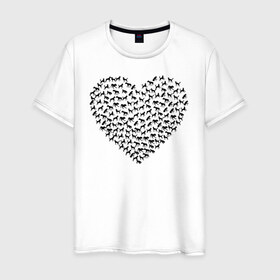 Мужская футболка хлопок с принтом Собаковое сердце. в Санкт-Петербурге, 100% хлопок | прямой крой, круглый вырез горловины, длина до линии бедер, слегка спущенное плечо. | животные | любовь | милые | прикольная | прикольный | сердечки | сердце | собаки | собачки