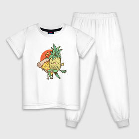 Детская пижама хлопок с принтом Пицца и Ананас в Санкт-Петербурге, 100% хлопок |  брюки и футболка прямого кроя, без карманов, на брюках мягкая резинка на поясе и по низу штанин
 | Тематика изображения на принте: 