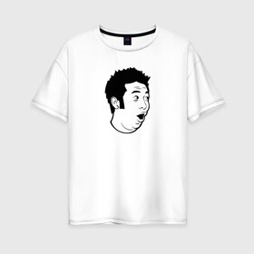 Женская футболка хлопок Oversize с принтом PogChamp в Санкт-Петербурге, 100% хлопок | свободный крой, круглый ворот, спущенный рукав, длина до линии бедер
 | pogchamp | twitch | погчамп | смайлик | стрим | твич