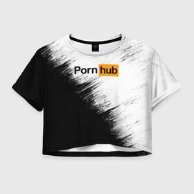 Женская футболка Cropp-top с принтом Pornhub в Санкт-Петербурге, 100% полиэстер | круглая горловина, длина футболки до линии талии, рукава с отворотами | brazzers | браззерс