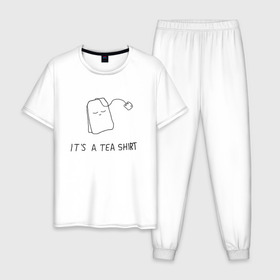 Мужская пижама хлопок с принтом TEA SHIRT в Санкт-Петербурге, 100% хлопок | брюки и футболка прямого кроя, без карманов, на брюках мягкая резинка на поясе и по низу штанин
 | beauty | cute | funny | handsome | tea | teabag | милота | пакетик