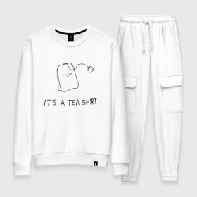 Женский костюм хлопок с принтом TEA SHIRT в Санкт-Петербурге, 100% хлопок | на свитшоте круглая горловина, мягкая резинка по низу. Брюки заужены к низу, на них два вида карманов: два 